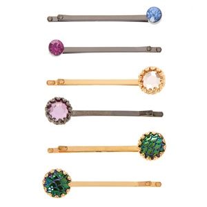 NEW Anodized Stone Hair Barrettes 6 Pack NWT